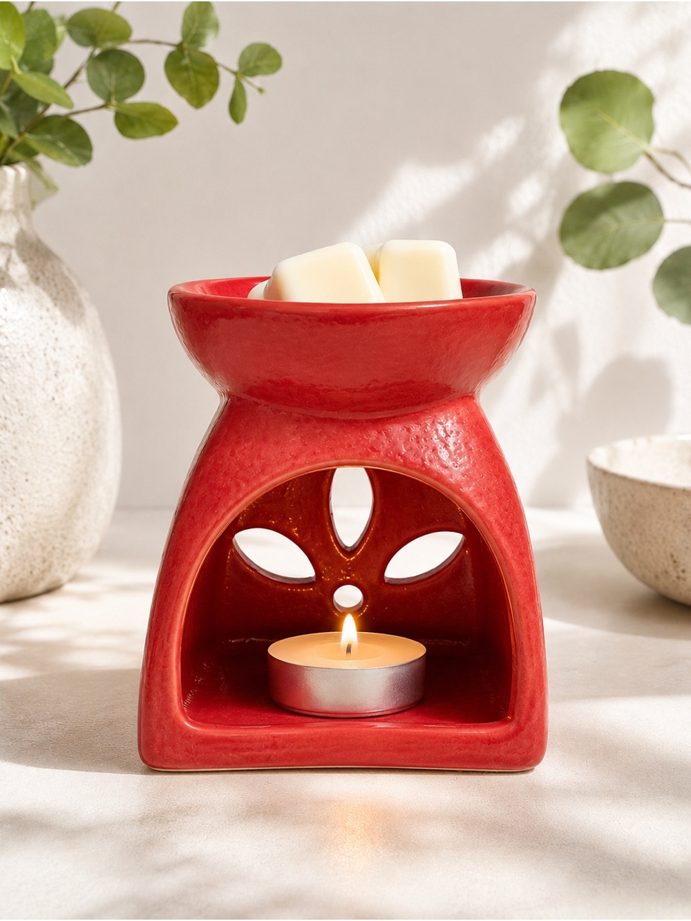 Red Ceramic Wax Melt or Oil Warmer - Home Accents